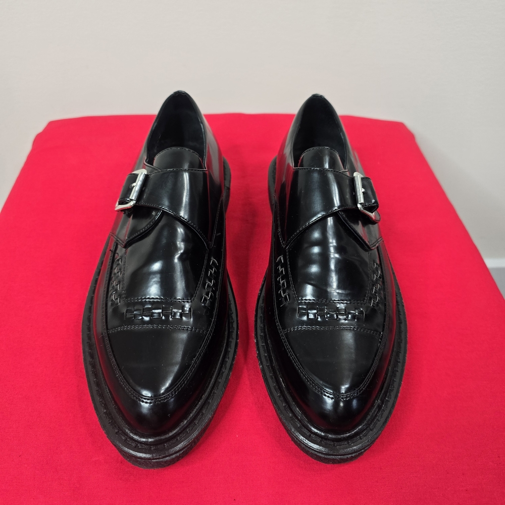 Steve Madden Black Leather Loafers with Broguing - Picture 3 of 6